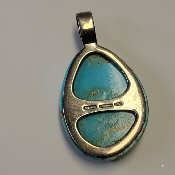 Large Turquoise Pendant Barse 925 Sterling Silver - Picture 13 of 15